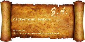 Zicherman Ambos névjegykártya